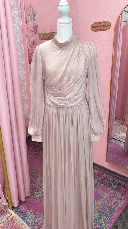 Elegant Turkish Satin Chiffon Gown