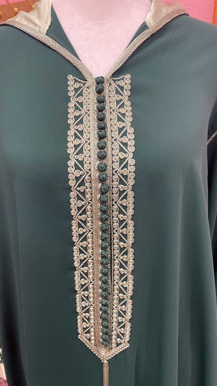 Traditional Moroccan Satin Embroidered Djellaba