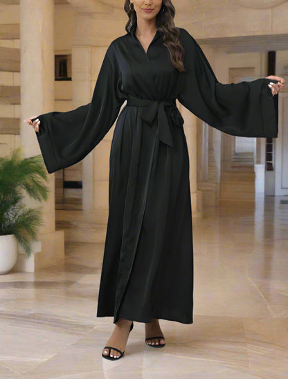 Elegant Satin Open Abaya with Pockets(Multi Colors)