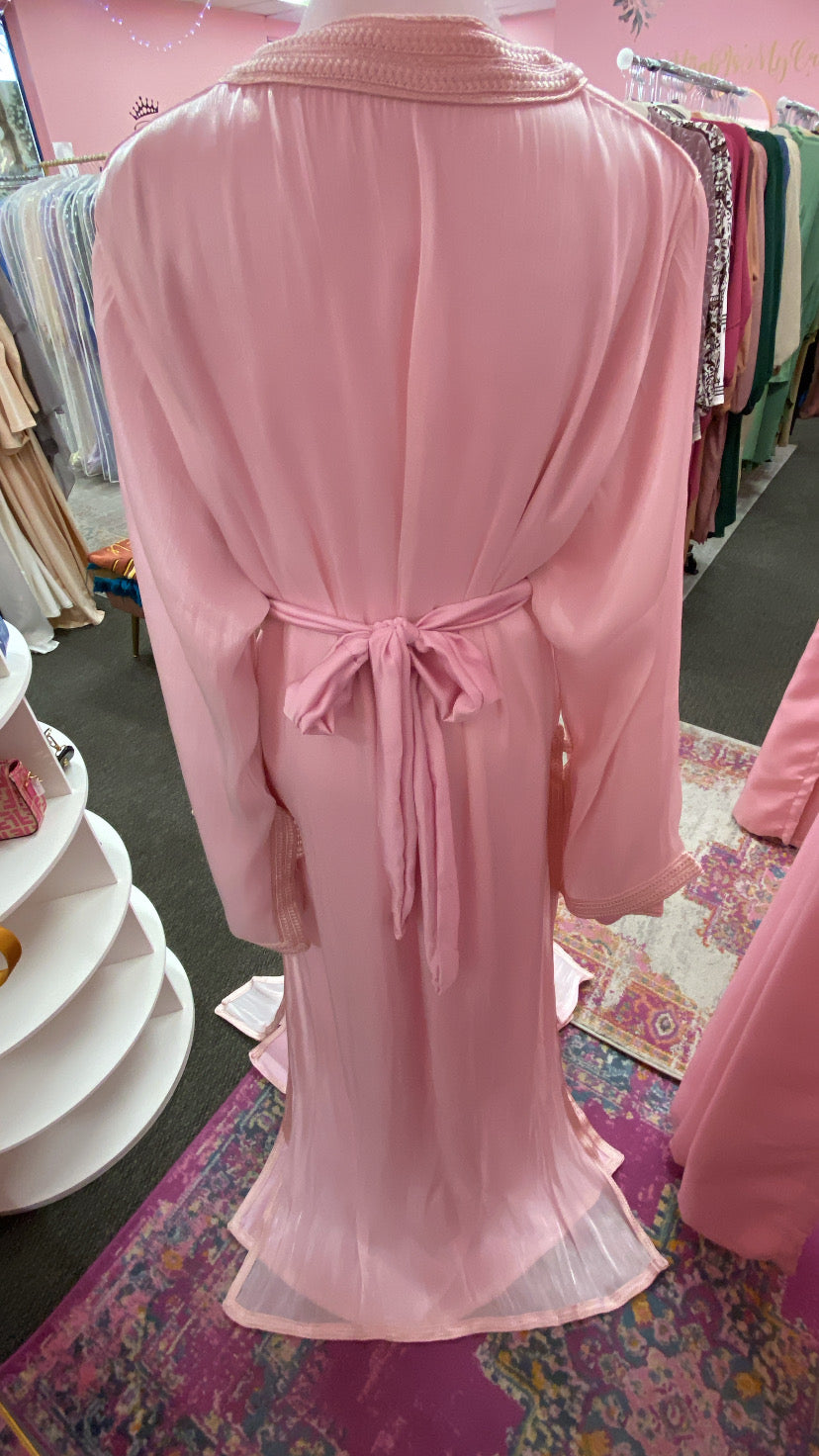Moroccan Traditional Satin Chiffon 2 Piece Caftan