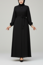 Turkish Style Black Zipper Abaya & Sash