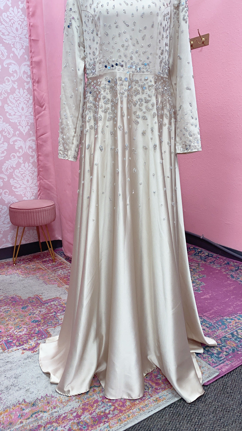 Elegant Turkish Princess Satin Embellished Gown