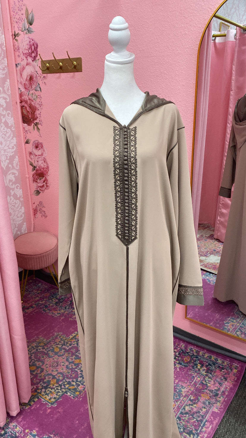 Traditional Moroccan Satin Embroidered Djellaba