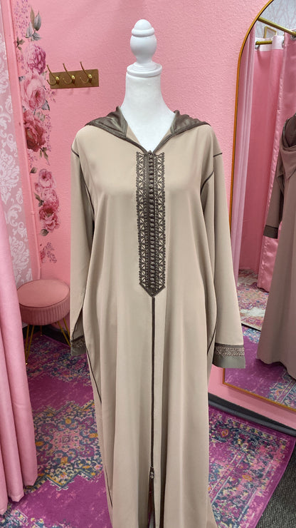 Traditional Moroccan Satin Embroidered Djellaba