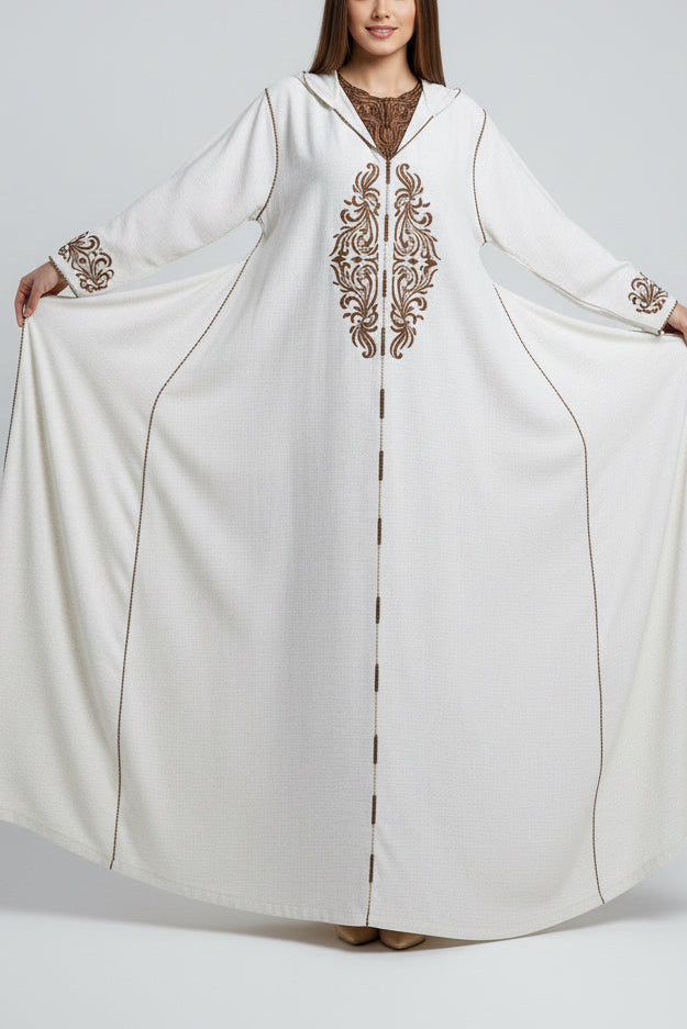 Traditional Moroccan Linen 2 Piece Embroidered Djellaba