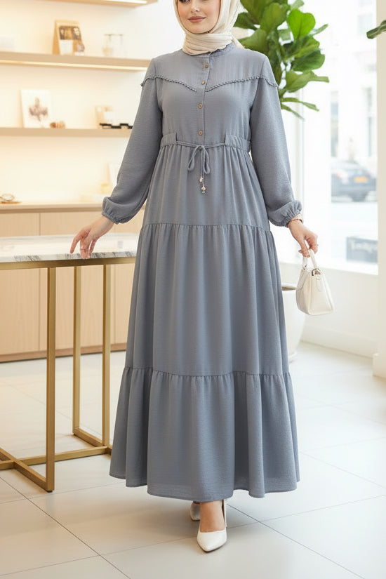 Turkish Style Crepe Drawstring Dress