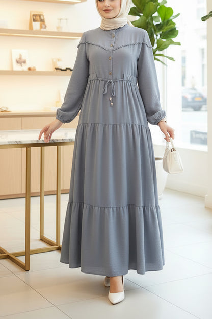 Turkish Style Crepe Drawstring Dress