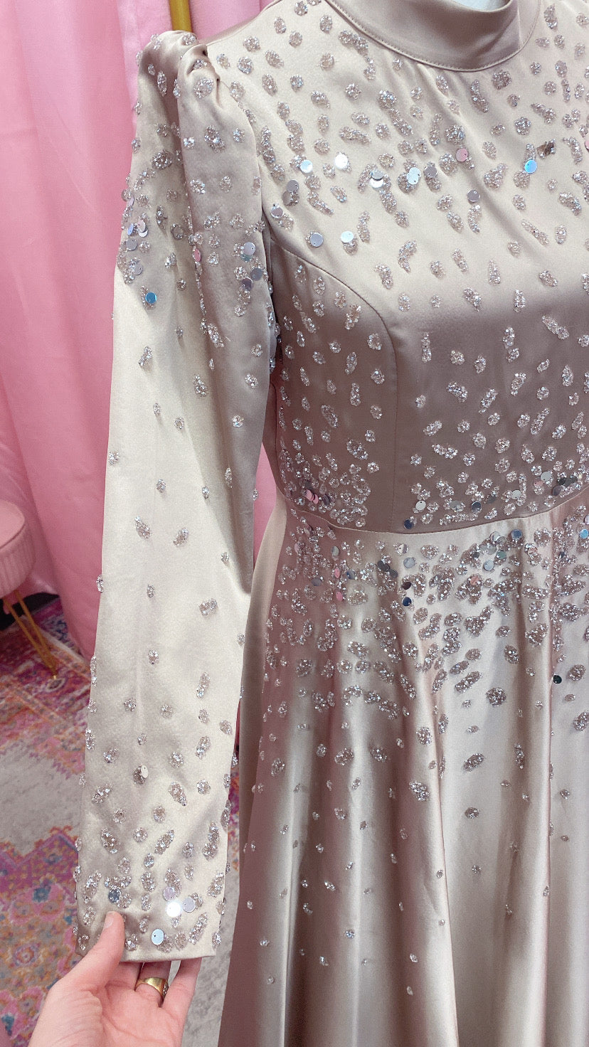 Elegant Turkish Princess Satin Embellished Gown #2