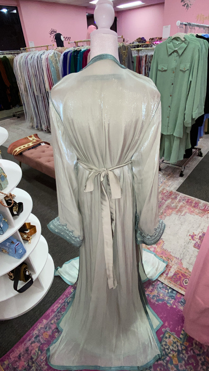 Moroccan Traditional Satin Chiffon Caftan