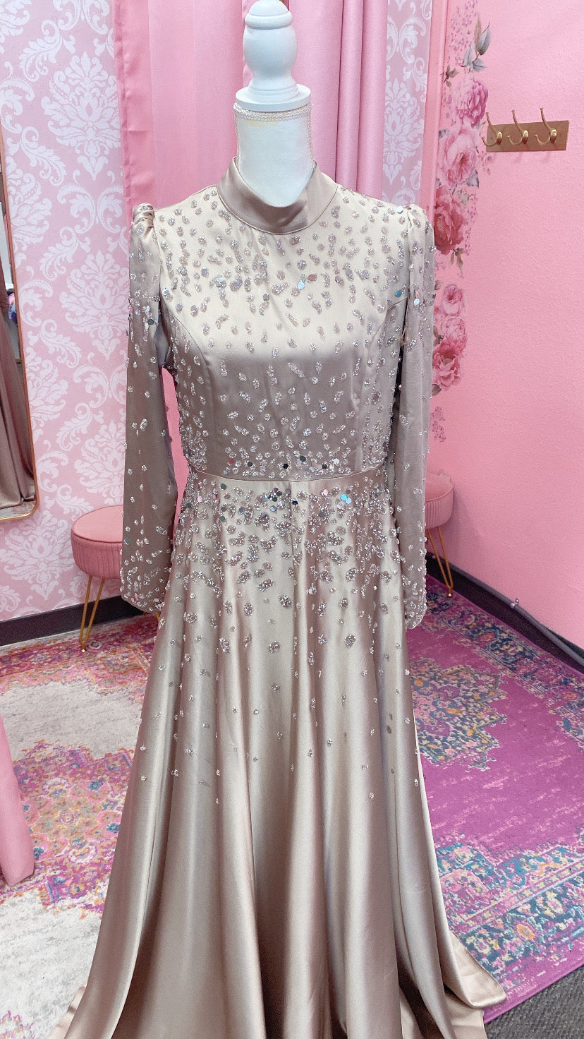 Elegant Turkish Princess Satin Embellished Gown #2