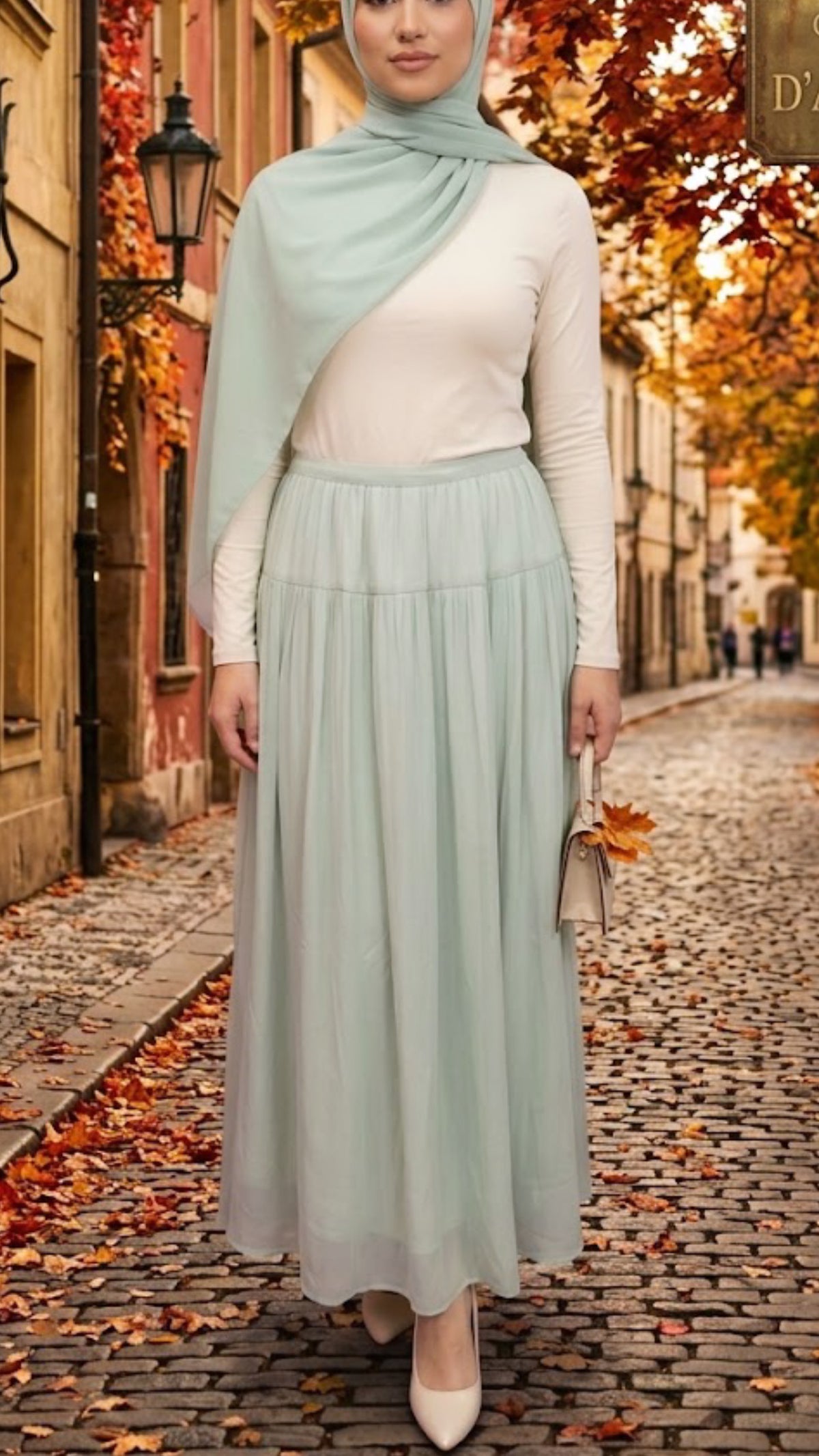 Mint Ballerina Silk Chiffon Skirt