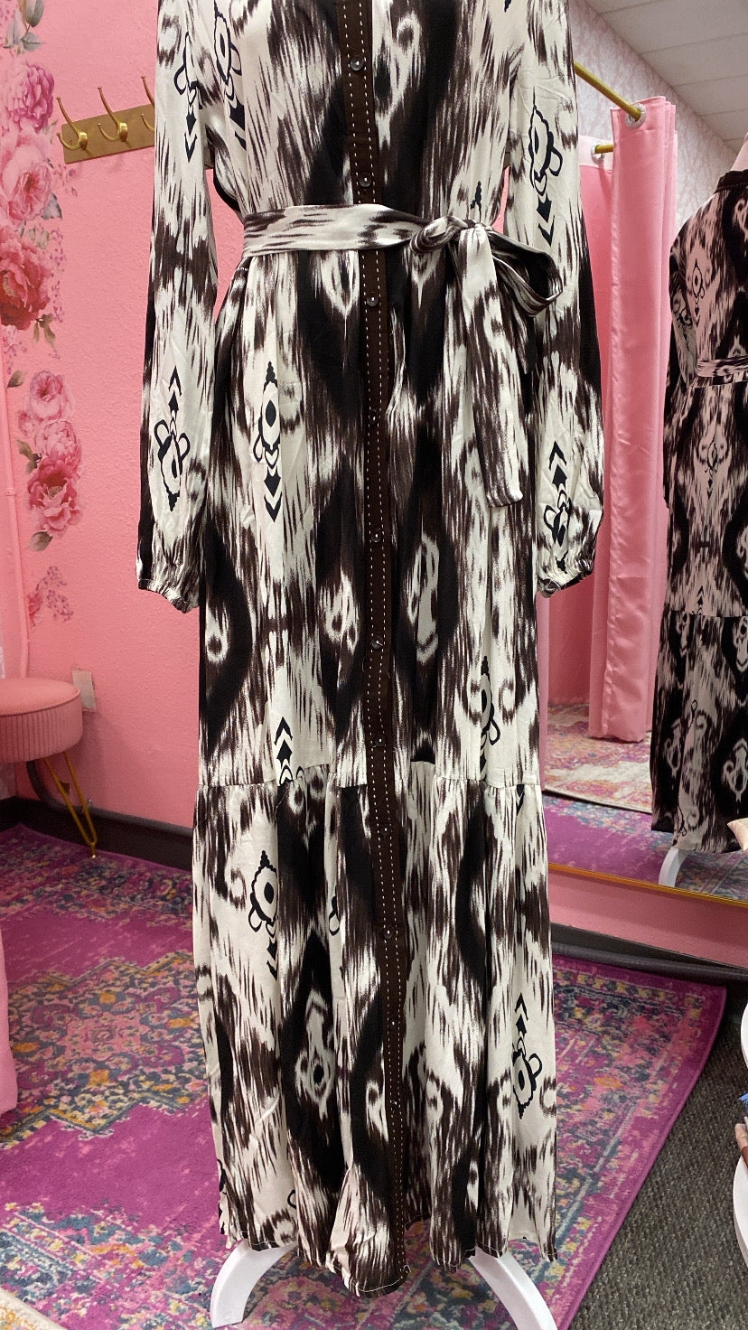 Turkish Tie-dye Button Down Summer Dress Abaya