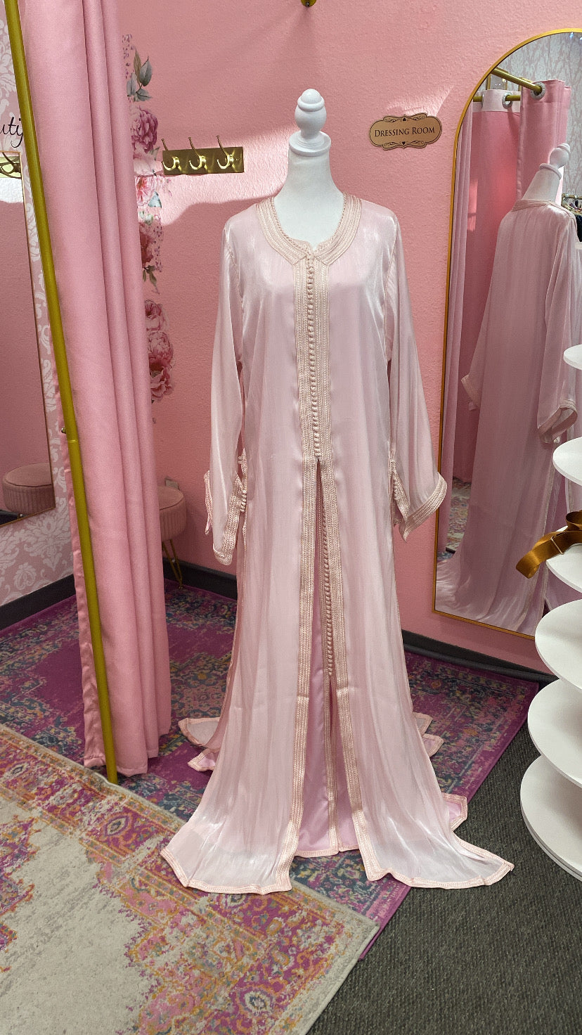 Moroccan Traditional Satin Chiffon 2 Piece Caftan