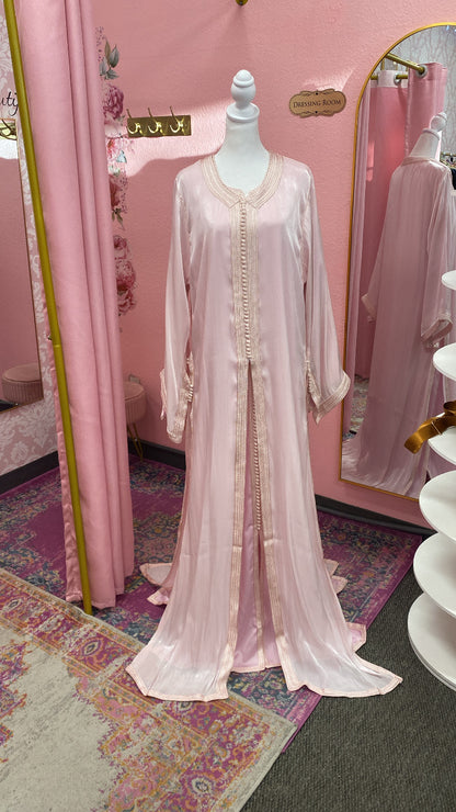 Moroccan Traditional Satin Chiffon 2 Piece Caftan