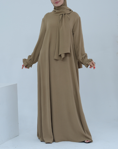 Turkish Style Crepe Abaya Dress with Hijab Attached(Multi Colors)