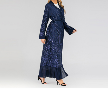 Open Abayas Embroidery Leaf Pattern(Multi Colors)