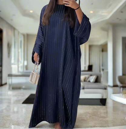 Stunning Dubai Satin Diamond Striped Princess Abaya Dresses(Multi Colors)