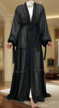 Pearl Embroidered Layered Chiffon Open Abaya Dresses(Multi Colors)