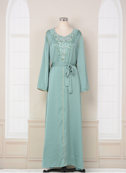 Dubai Style Beaded Abaya Dress(Multi Colors)