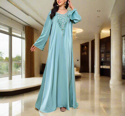 Dubai Style Beaded Abaya Dress(Multi Colors)