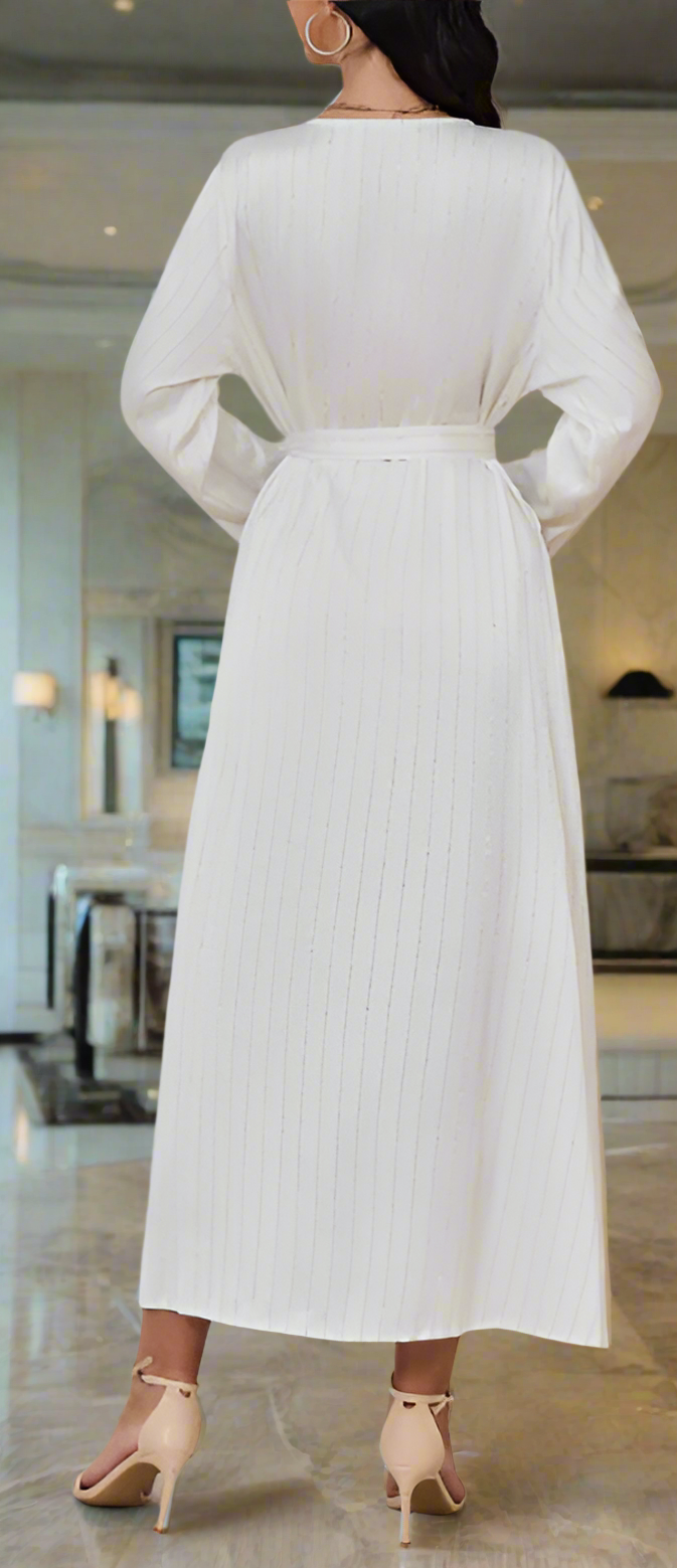 Dubai Style Diamond V-neck Caftan Abaya Dress(Multi Colors)