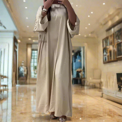 Stunning Dubai Satin Diamond Striped Princess Abaya Dresses(Multi Colors)