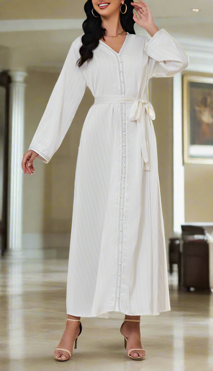 Dubai Style Diamond V-neck Caftan Abaya Dress(Multi Colors)