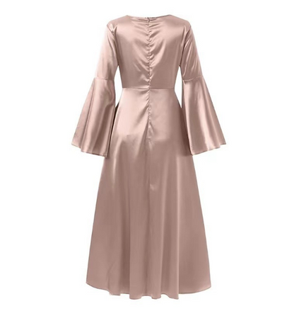 Flowy Satin Flared Sleeves Dress