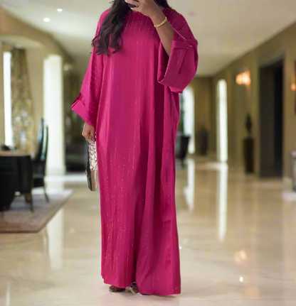 Stunning Dubai Satin Diamond Striped Princess Abaya Dresses(Multi Colors)