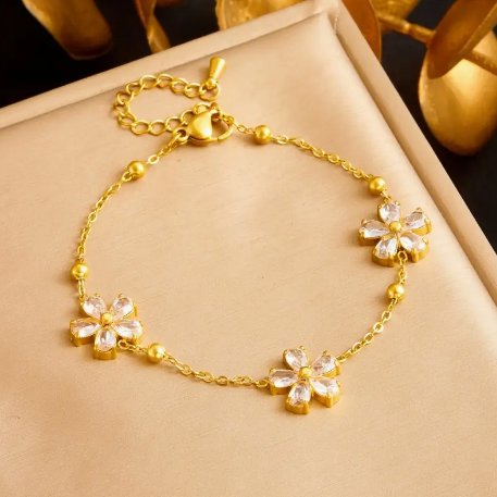 Stainless Steel Floral Bracelet