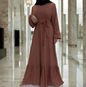 Elegant Turkish Style Chiffon Dress with Sash