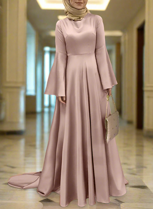 Flowy Satin Flared Sleeves Dress