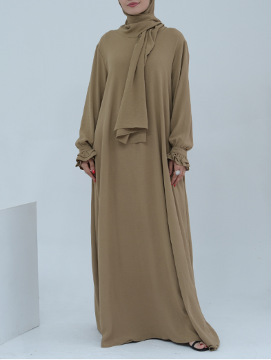 Turkish Style Crepe Abaya Dress with Hijab Attached(Multi Colors)