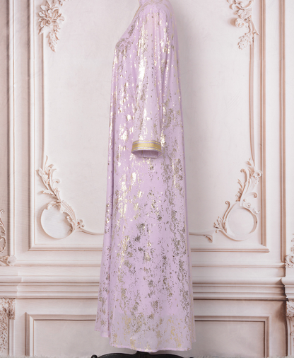 Dubai Style Purple Caftan Abaya Dress