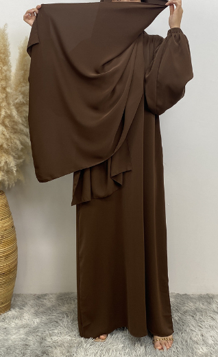 Dubai Style Nida Abaya Dress with Hijab Attached(Multi Colors)
