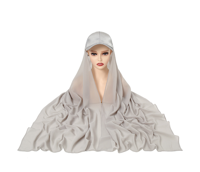 Baseball Cap Chiffon Hijab Scarf Attached(Multi Colors)
