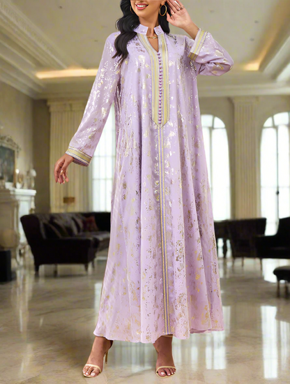 Dubai Style Purple Caftan Abaya Dress