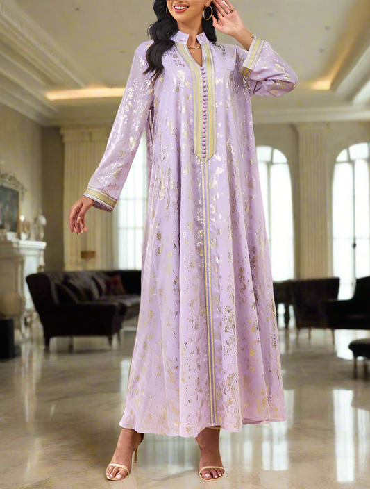 Dubai Style Purple Caftan Abaya Dress