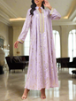 Dubai Style Purple Caftan Abaya Dress