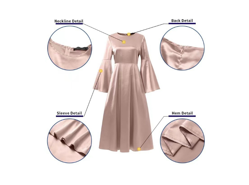 Flowy Satin Flared Sleeves Dress