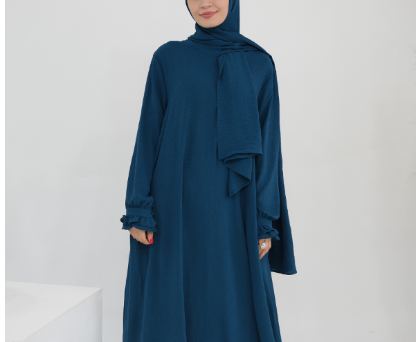 Turkish Style Crepe Abaya Dress with Hijab Attached(Multi Colors)