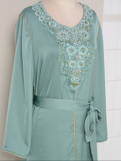 Dubai Style Beaded Abaya Dress(Multi Colors)
