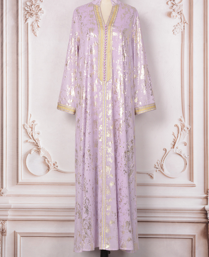 Dubai Style Purple Caftan Abaya Dress