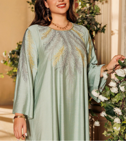 Embroidered Rhinestone Abaya Dress(Multi Colors)