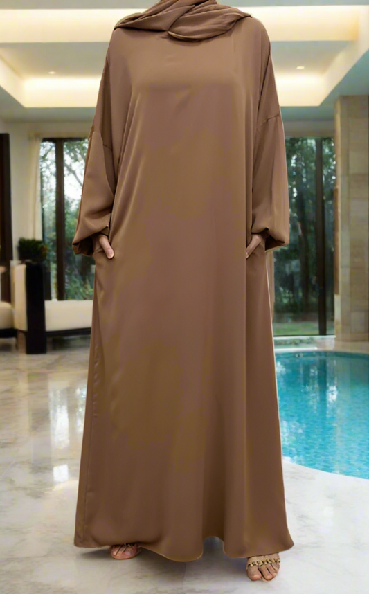 Dubai Style Nida Abaya Dress with Hijab Attached(Multi Colors)