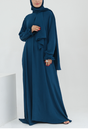 Turkish Style Crepe Abaya Dress with Hijab Attached(Multi Colors)