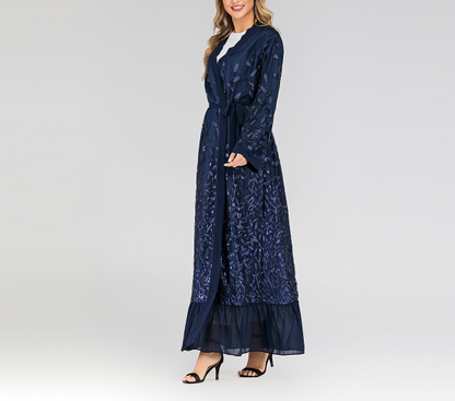 Open Abayas Embroidery Leaf Pattern(Multi Colors)