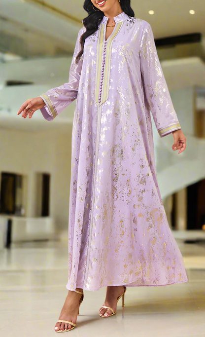 Dubai Style Purple Caftan Abaya Dress