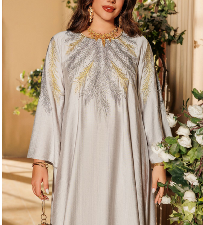 Embroidered Rhinestone Abaya Dress(Multi Colors)