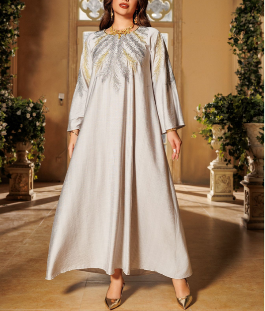 Embroidered Rhinestone Abaya Dress(Multi Colors)